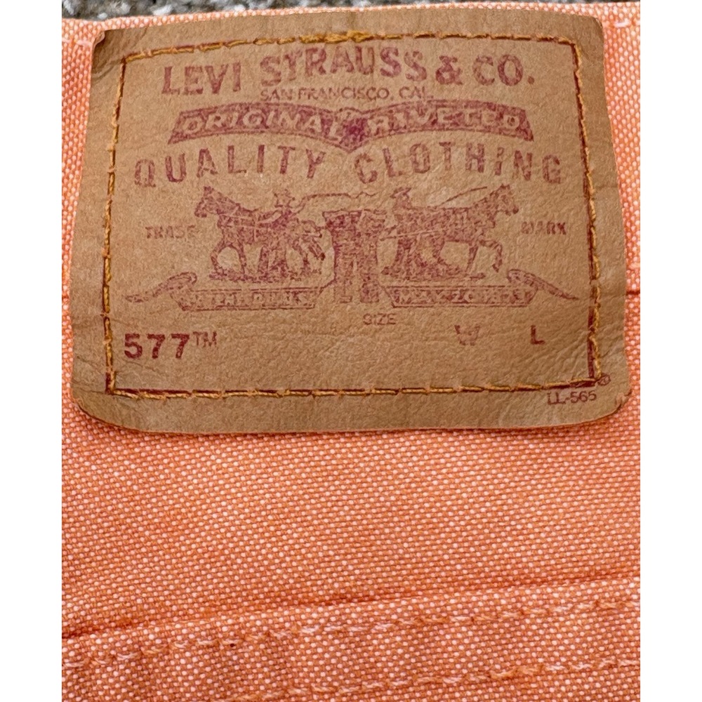 VTG '01 Levis 577 Capri Jeans Women's 10 Coral Orange Wide Leg Retro Beachy Y2K - Picture 4 of 12